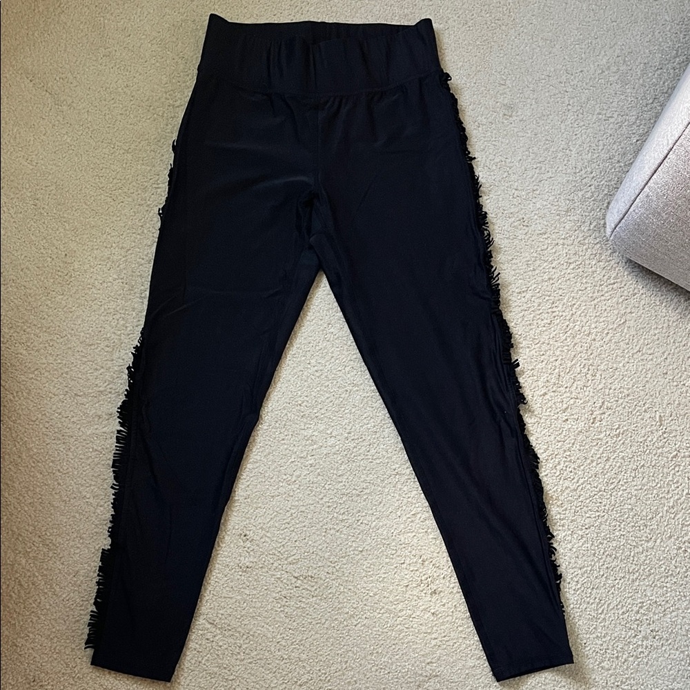Terez Black Fringe Leggings